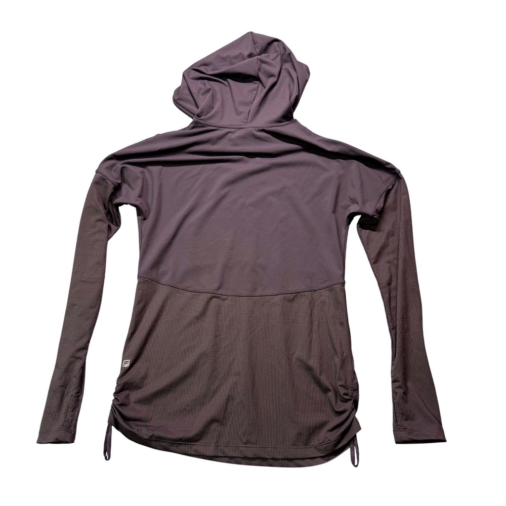 Fabletics Women's Gray Long Sleeve Hoodie Mesh Panel Drawstring Athleisure Top S - Picture 2 of 8